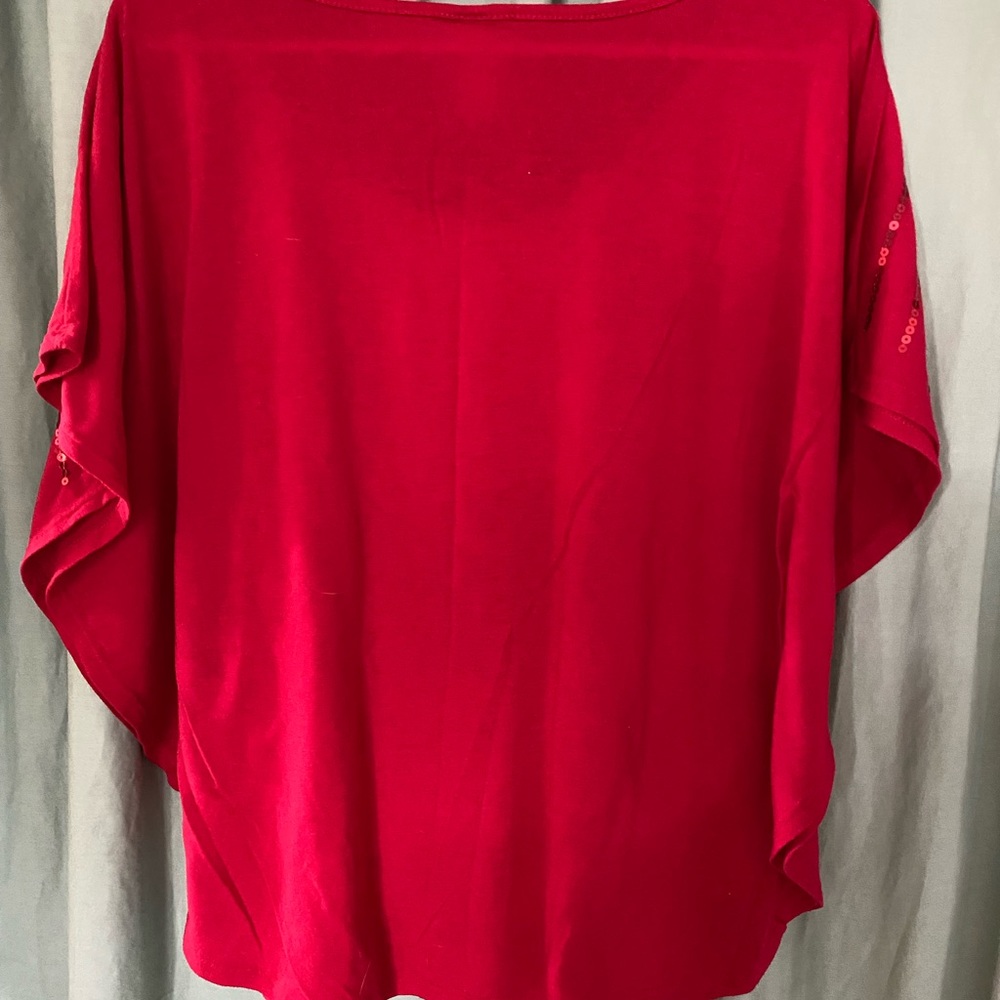 Red sequence draped top - Picture 3 of 3